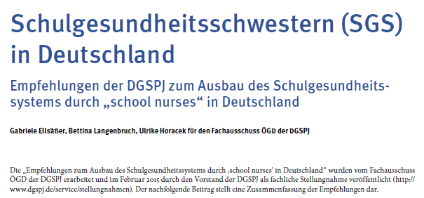Empfehlung der Deutschen Gesellschaft für Sozialpädiatrie und Jugendmedizin (2015) www.dgspj.