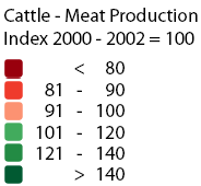Weltweite Trends Änderung Rindfleischerzeugung, 2008-2010 vs.