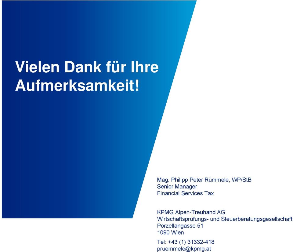 Tax KPMG Alpen-Treuhand AG Wirtschaftsprüfungs- und