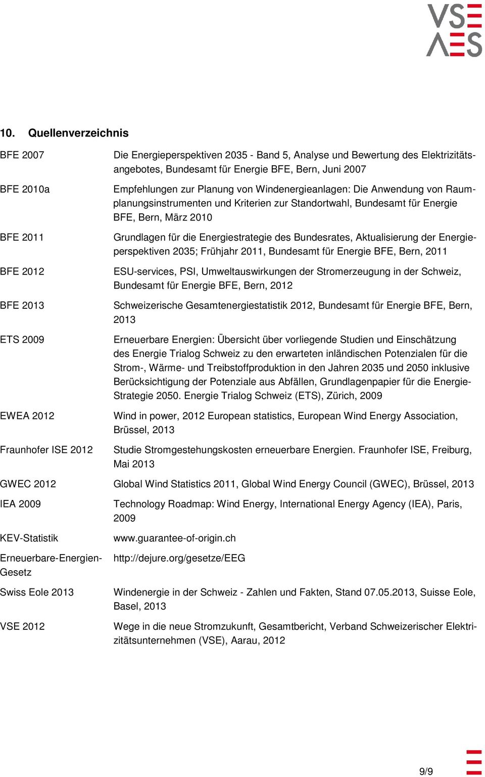 März 2010 Grundlagen für die Energiestrategie des Bundesrates, Aktualisierung der Energieperspektiven 2035; Frühjahr 2011, Bundesamt für Energie BFE, Bern, 2011 ESU-services, PSI, Umweltauswirkungen