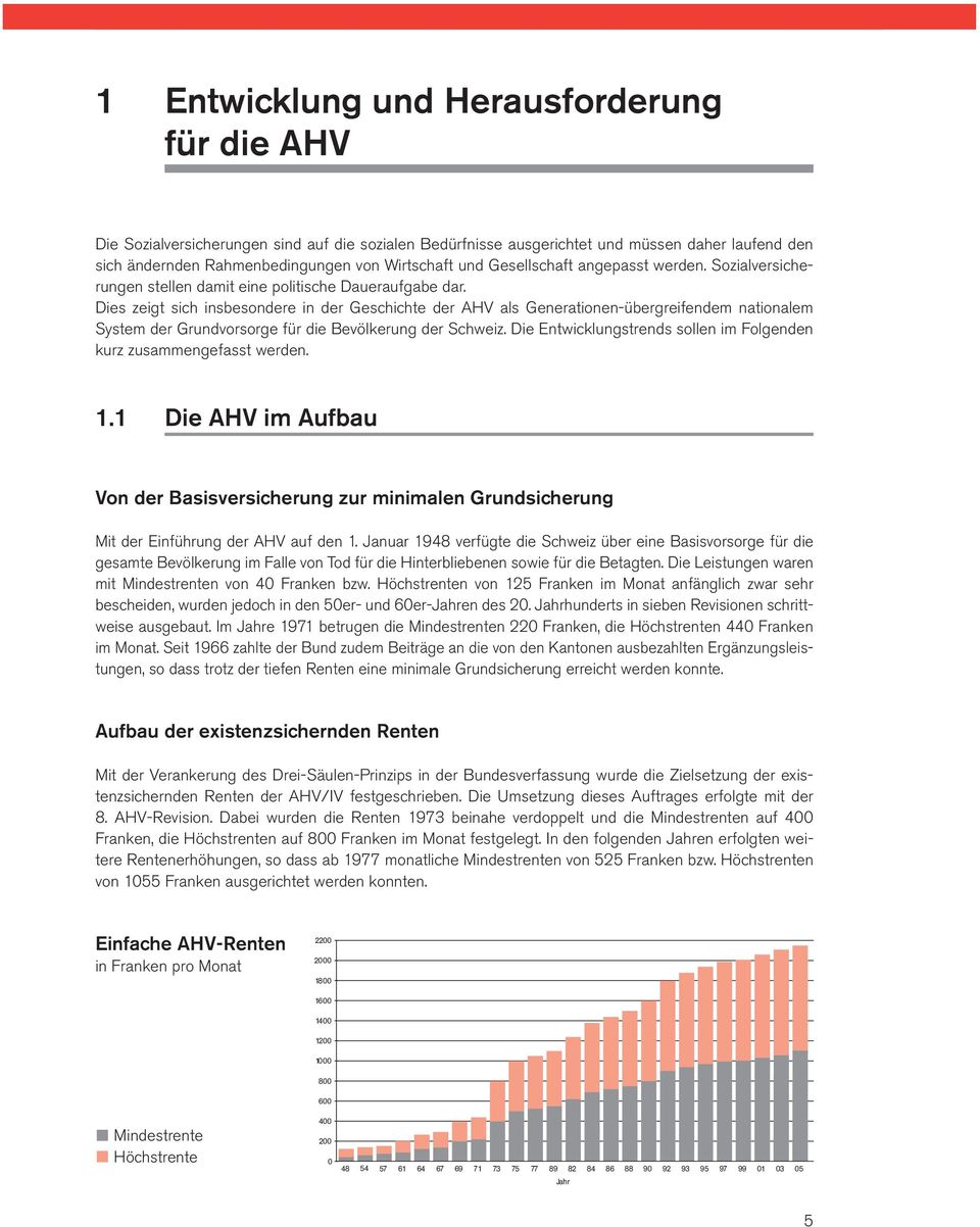 Dies zeigt sich insbesondere in der Geschichte der AHV als Generationen-übergreifendem nationalem System der Grundvorsorge für die Bevölkerung der Schweiz.