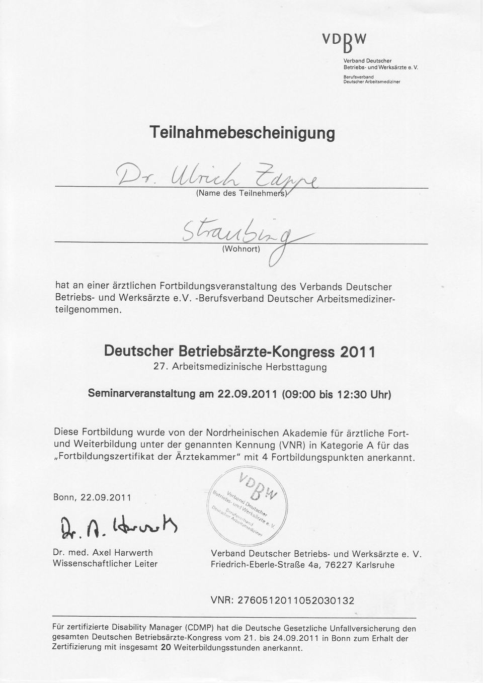 Teilnehme Deutscher Betriebsärzte-Kongress 20l 1 27.