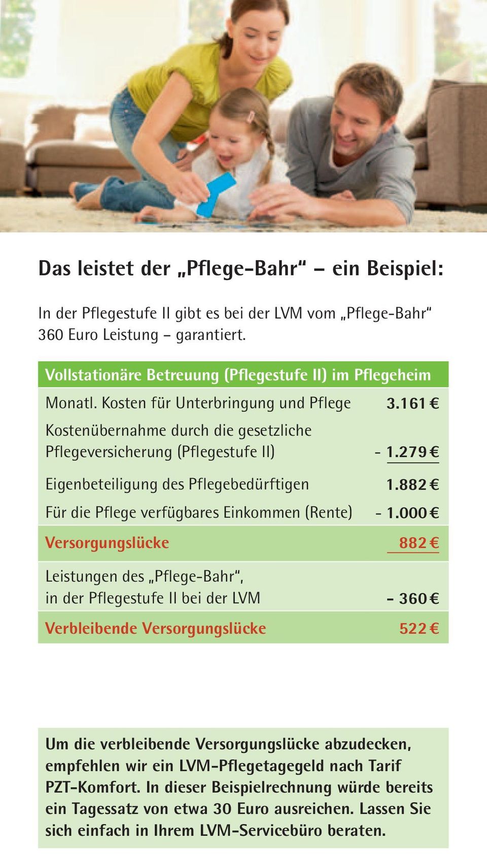882 Für die Pflege verfügbares Einkommen (Rente) - 1.