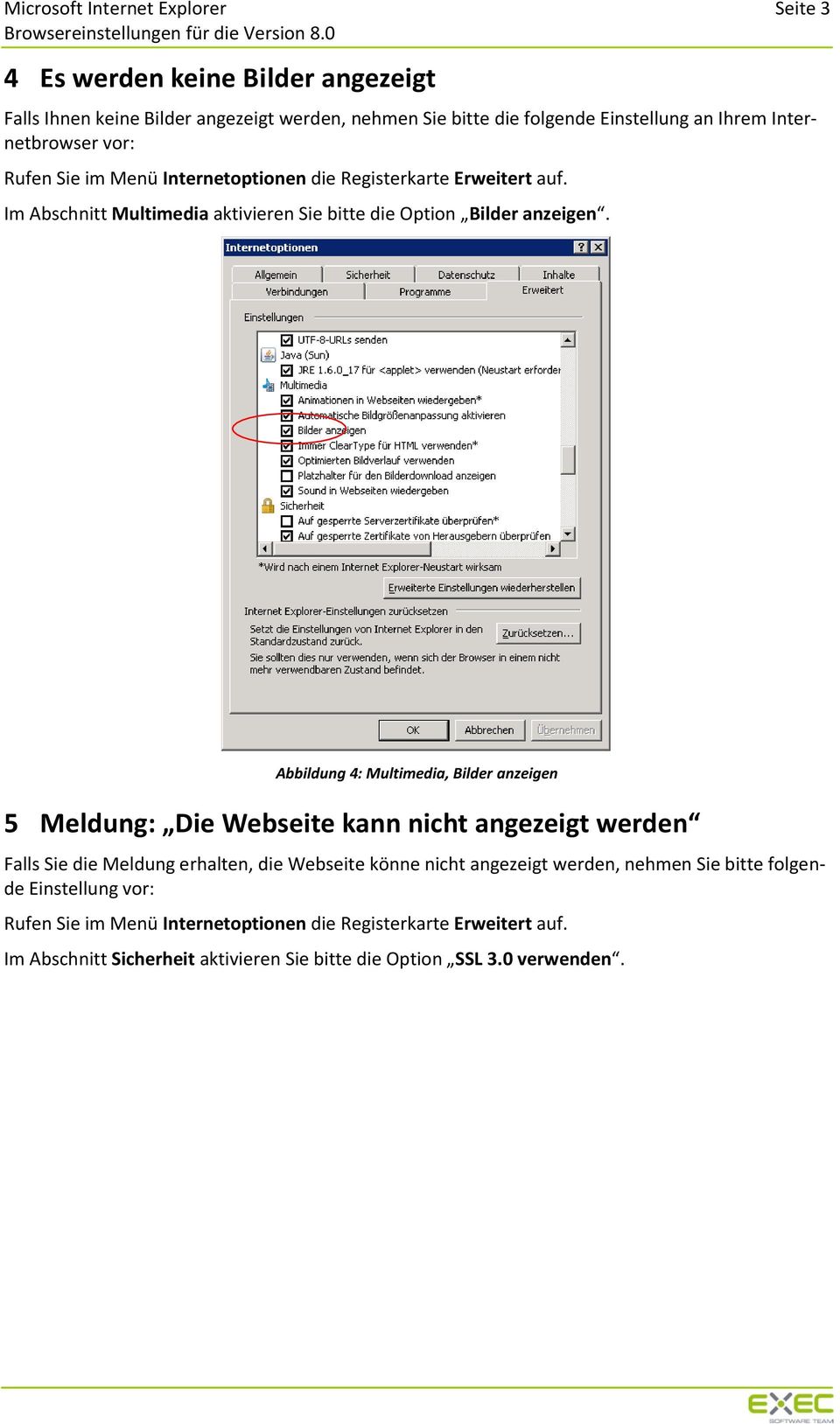 Abbildung 4: Multimedia, Bilder anzeigen 5 Meldung: Die Webseite kann nicht angezeigt werden Falls Sie die Meldung erhalten, die Webseite könne nicht angezeigt werden,
