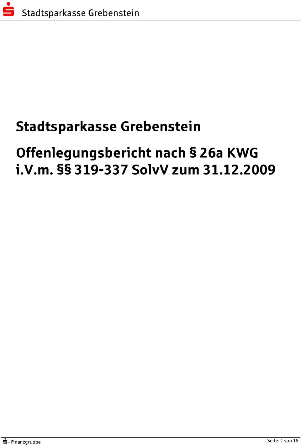 KWG i.v.m. 319-337 SolvV zum 31.