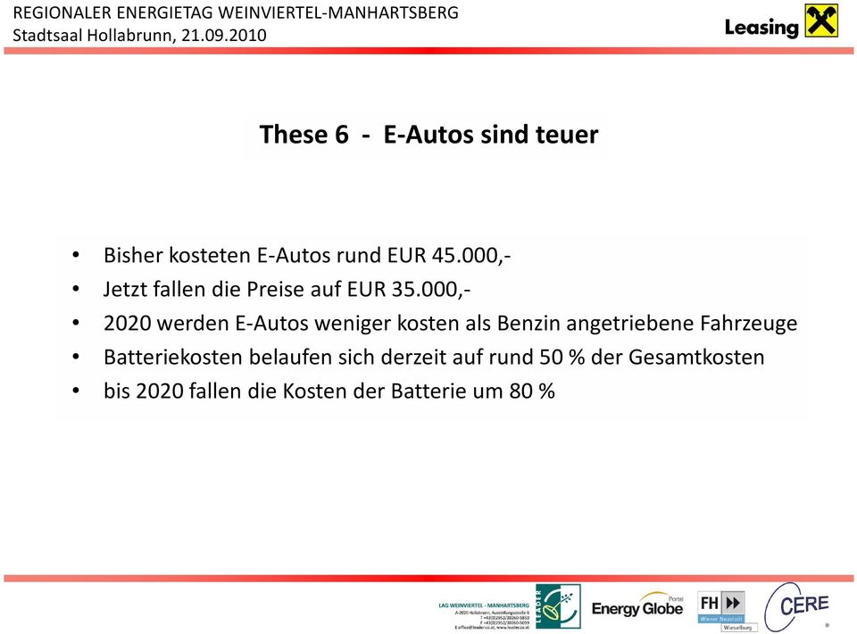 000,- 2020 werden E-Autos weniger kosten als Benzin angetriebene