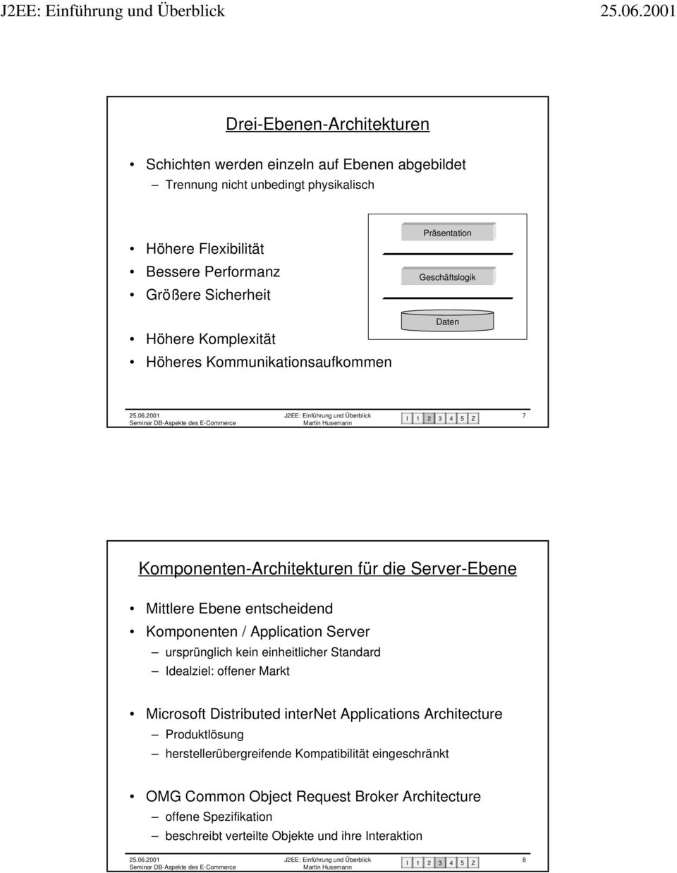 entscheidend omponenten / Application Server ursprünglich kein einheitlicher Standard Idealziel: offener Markt Microsoft Distributed internet Applications