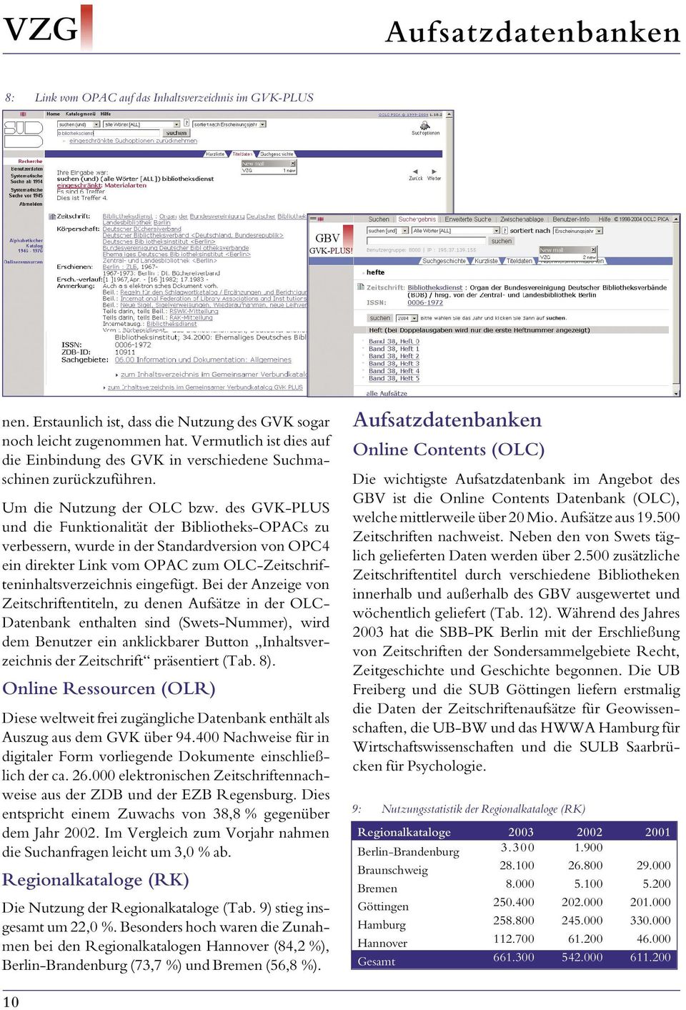 des GVK-PLUS und die Funktionalität der Bibliotheks-OPACs zu verbessern, wurde in der Standardversion von OPC4 ein direkter Link vom OPAC zum OLC-Zeitschrifteninhaltsverzeichnis eingefügt.