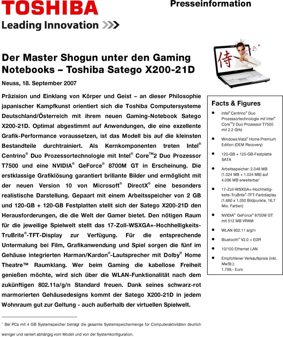 Gaming-Notebook Satego X200-21D. Optimal abgestimmt auf Anwendungen, die eine exzellente Grafik-Performance voraussetzen, ist das Modell bis auf die kleinsten Bestandteile durchtrainiert.