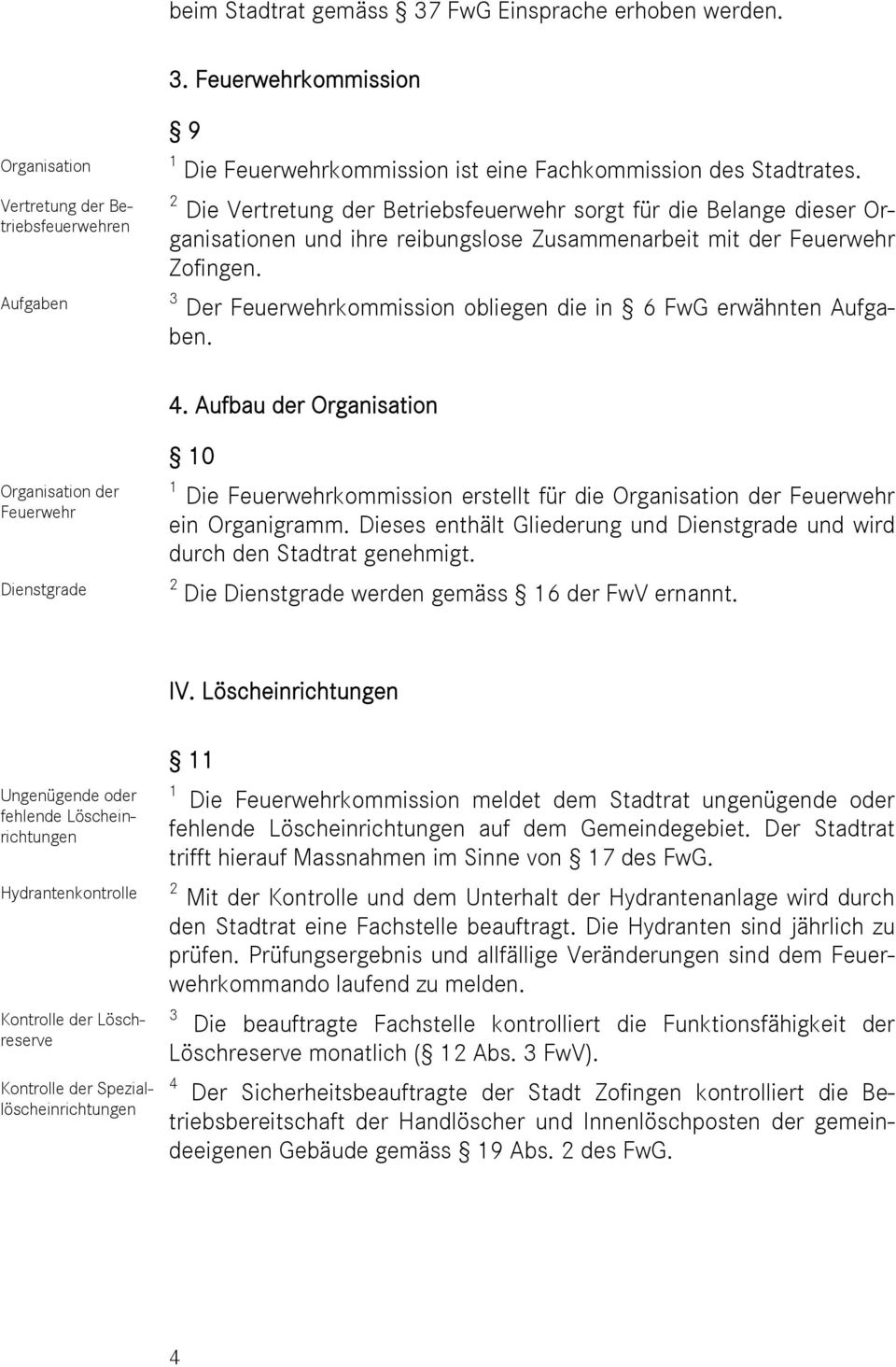 3 Der Feuerwehrkommission obliegen die in 6 FwG erwähnten Aufgaben. 4.