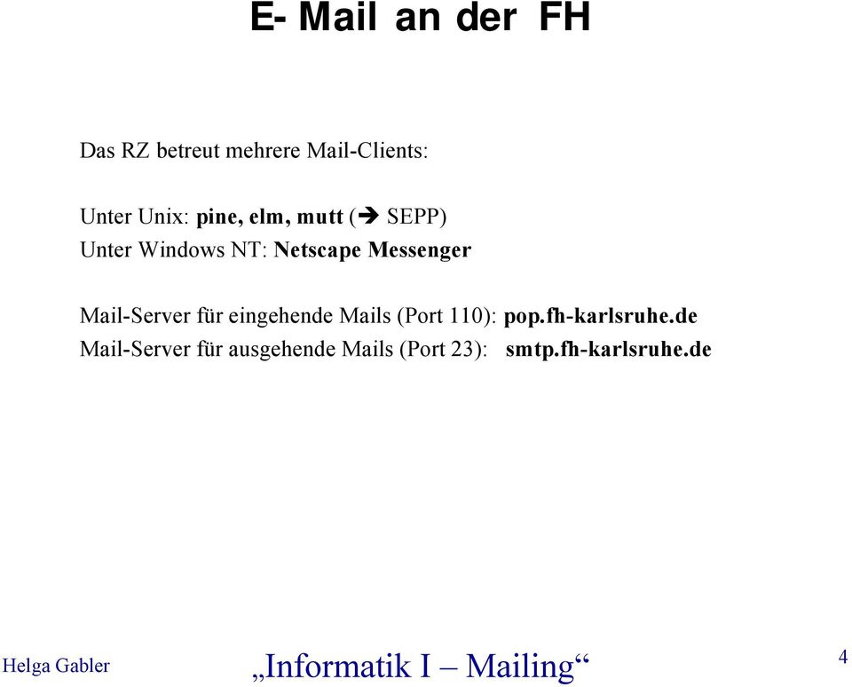 Messenger Mail-Server für eingehende Mails (Port 110): pop.