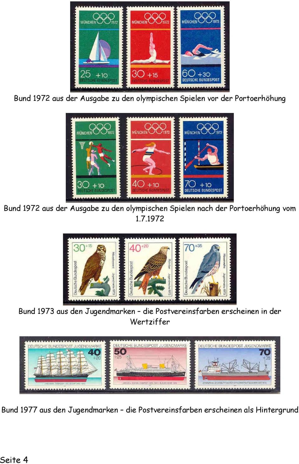 Bund 1973 aus den Jugendmarken die Postvereinsfarben erscheinen in der Wertziffer
