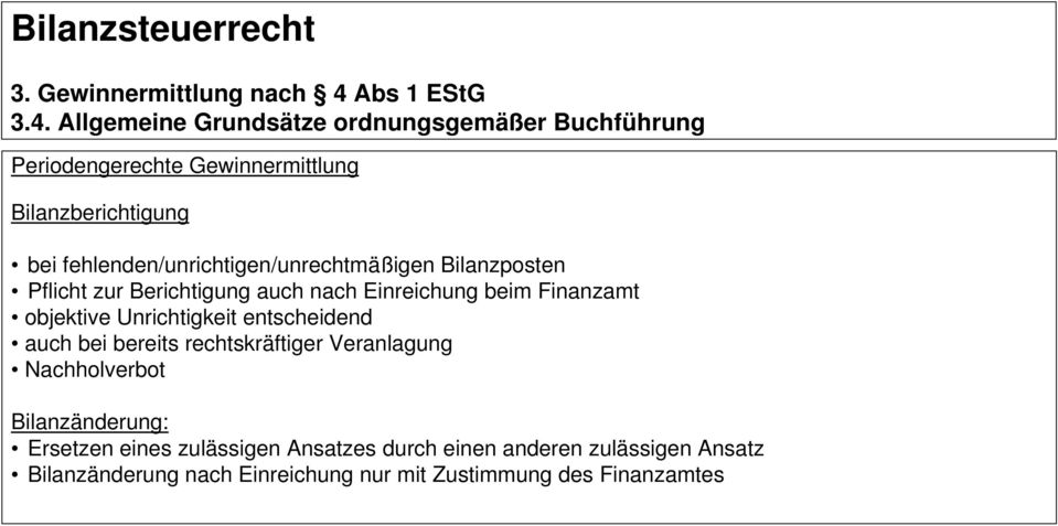 Allgemeine Grundsätze ordnungsgemäßer Buchführung Periodengerechte Gewinnermittlung Bilanzberichtigung bei