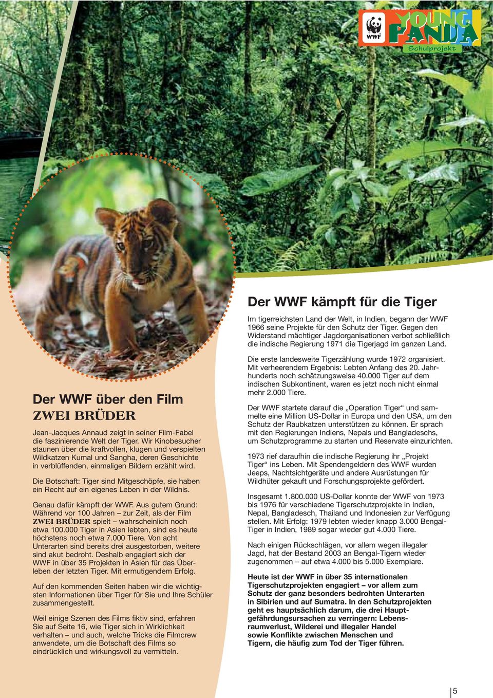 Der WWF über den Film ZWEI BRÜDER Jean-Jacques Annaud zeigt in seiner Film-Fabel die faszinierende Welt der Tiger.