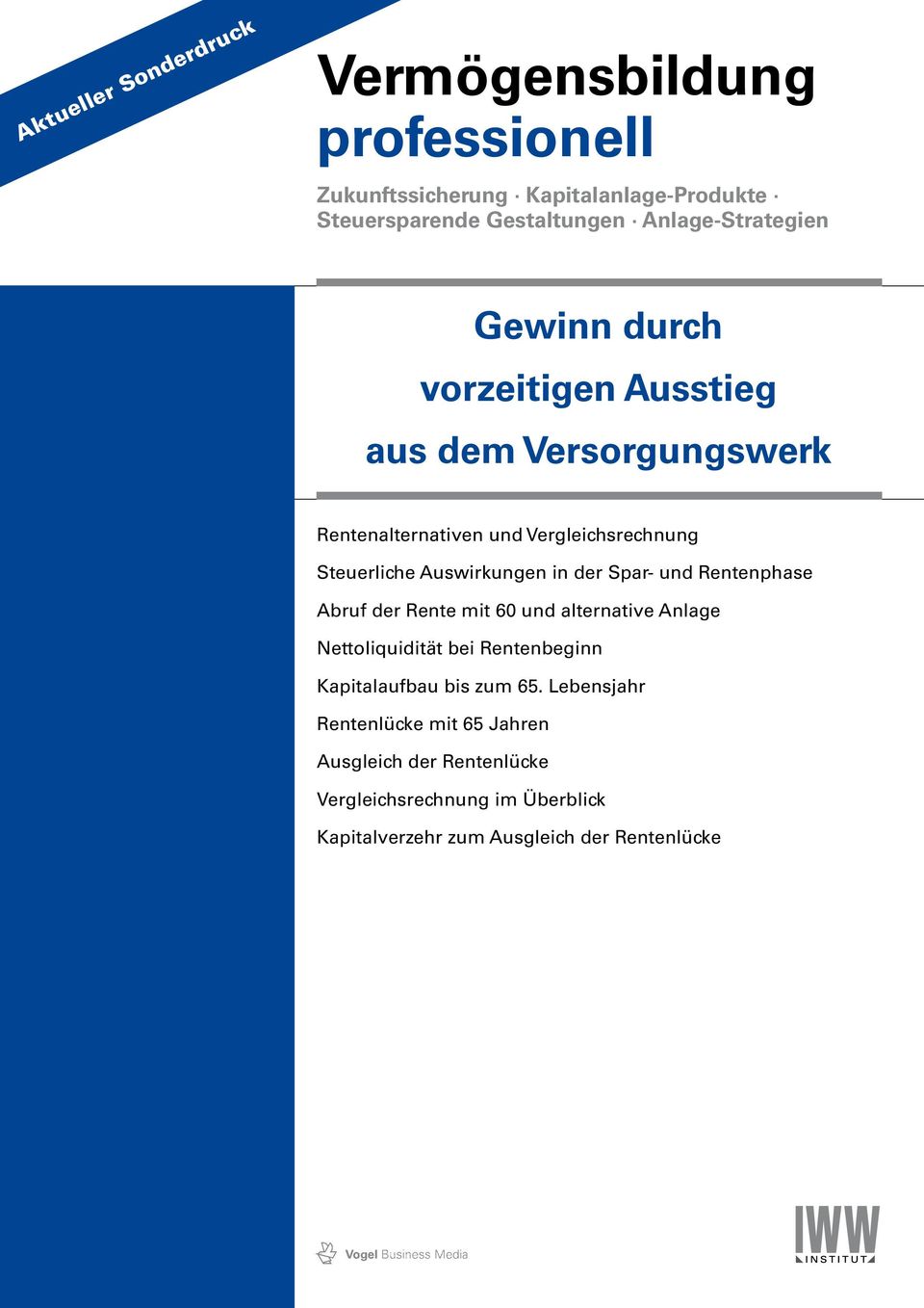 Auswirkungen in der Spar- und Rentenphase Abruf der Rente mit 60 und alternative Anlage Nettoliquidität bei Rentenbeginn Kapitalaufbau