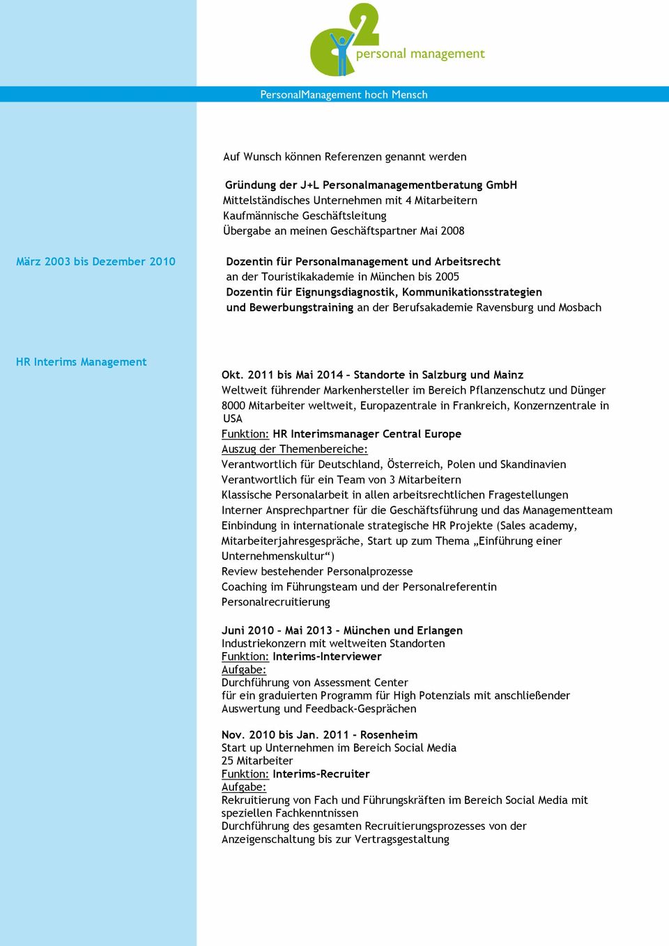 Kommunikationsstrategien und Bewerbungstraining an der Berufsakademie Ravensburg und Mosbach HR Interims Management Okt.