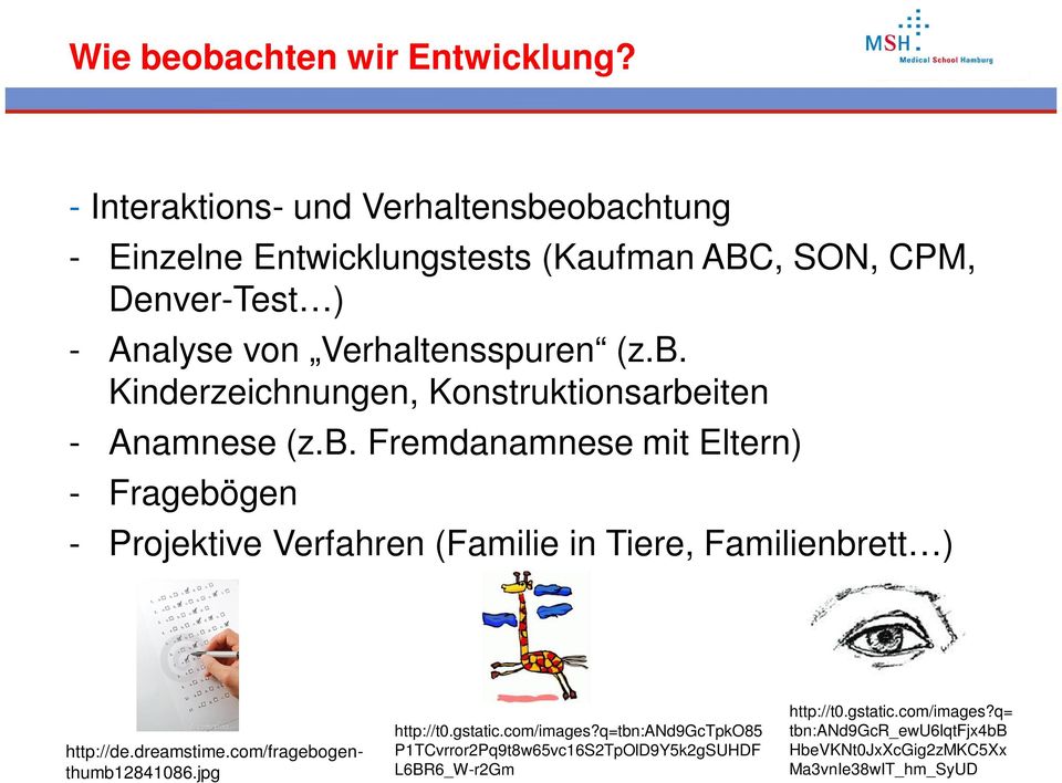 b. Fremdanamnese mit Eltern) - Fragebögen - Projektive Verfahren (Familie in Tiere, Familienbrett ) http://de.dreamstime.