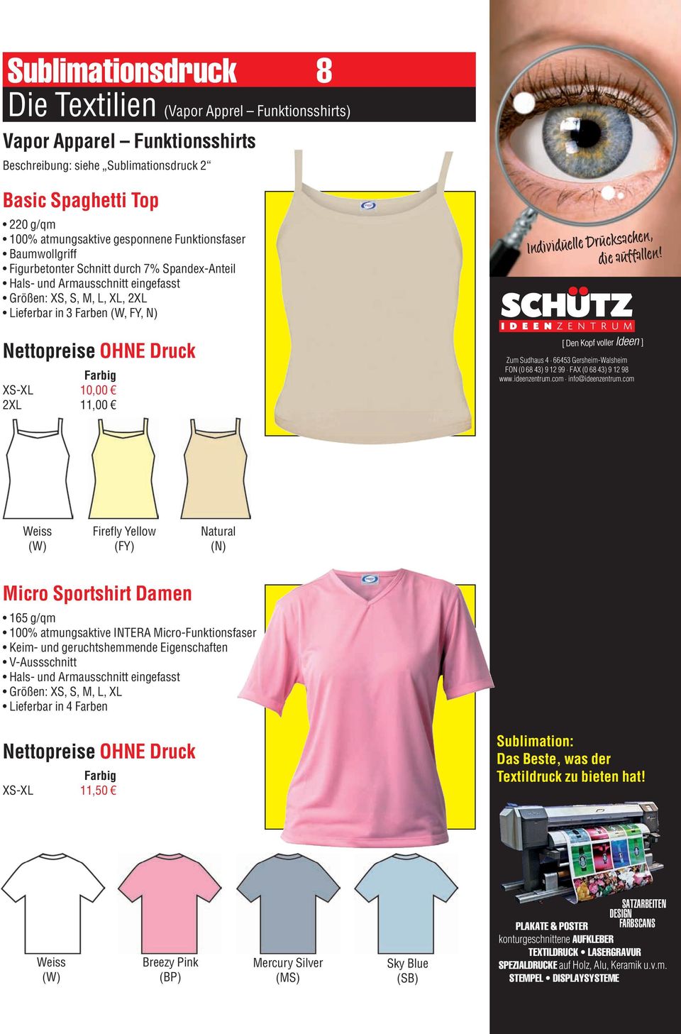 10,00 2XL 11,00 Firefly Yellow (FY) Natural (N) Micro Sportshirt Damen 165 g/qm 100% atmungsaktive INTERA Micro-Funktionsfaser Keim- und geruchtshemmende