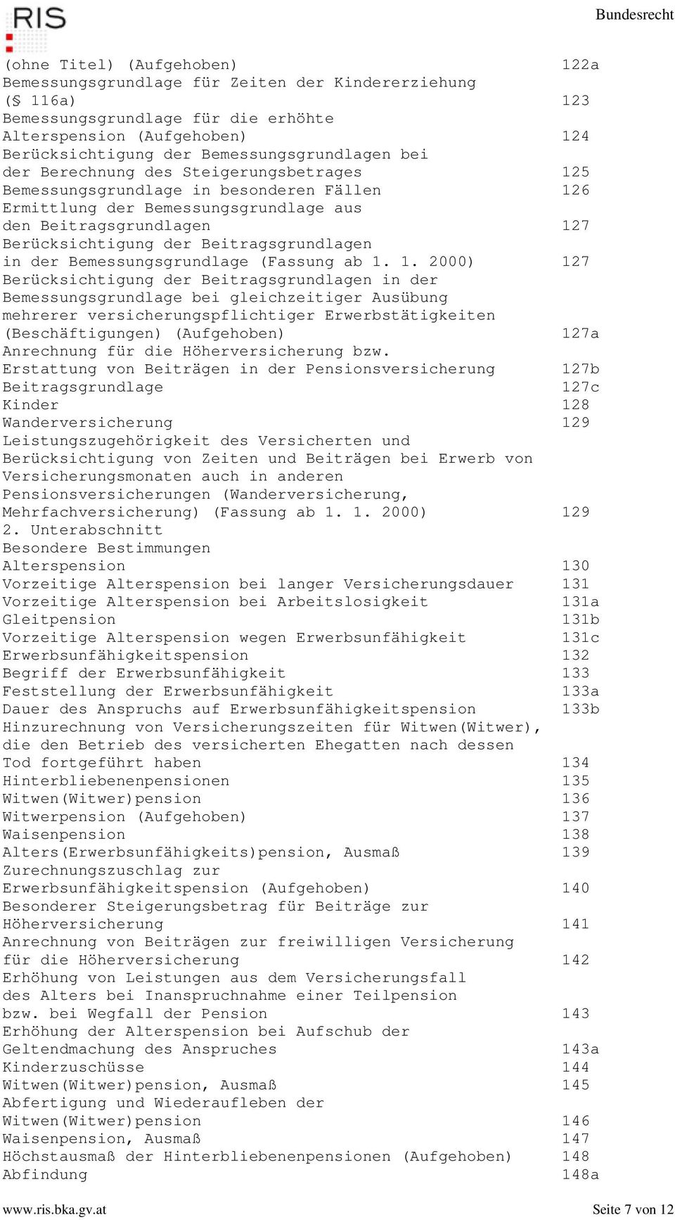 Beitragsgrundlagen in der Bemessungsgrundlage (Fassung ab 1.