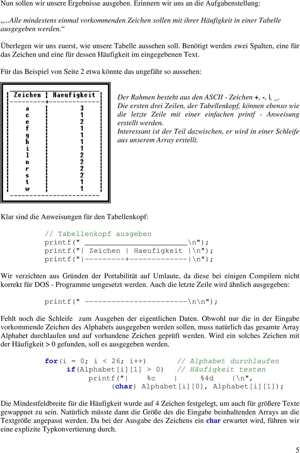 Für das Beispiel von Seite 2 etwa könnte das ungefähr so aussehen: Der Rahmen besteht aus den ASCII - Zeichen +, -,, _.