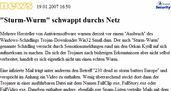 Virenlawine Sicherheit im Internet 1: FAZ 2003-06-06 FAZ 2003-08-22 Weiterbildungsveranstaltung des PING e.v. Daniel Borgmann und Dr. med.