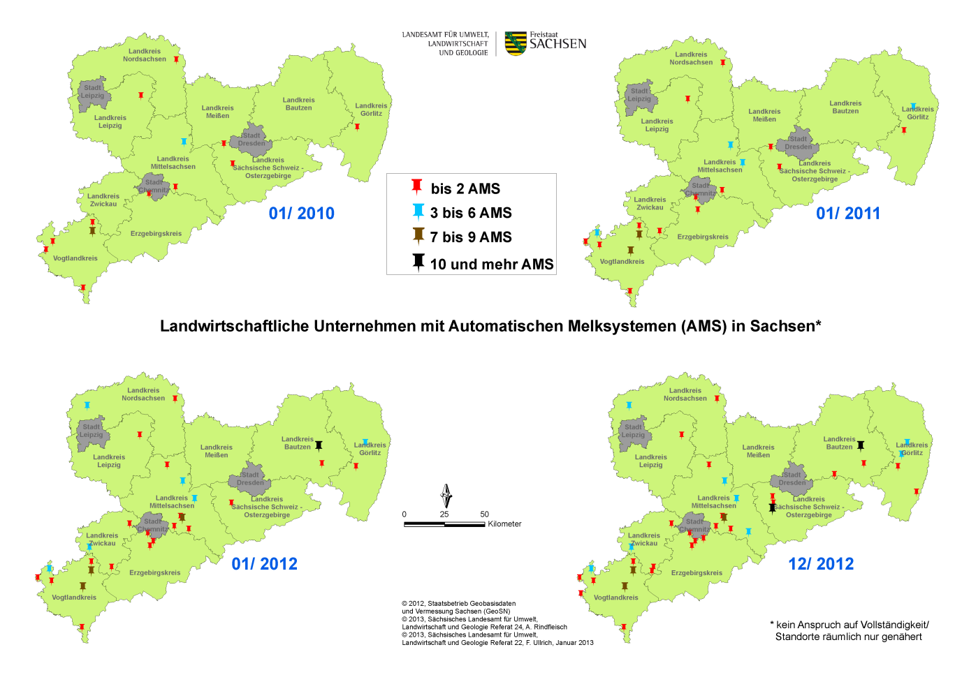 Abbildung 1: Landwirtschaftliche Unternehmen mit AMS in Sachsen 2.