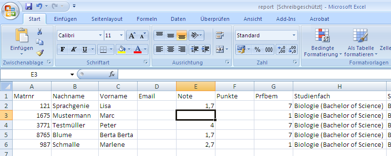 11 2. Wählen Sie Datei speichern und bestätigen Sie mit OK um die Excel-Datei auf Ihren Computer zu speichern. Geben Sie keinen eigenen Namen an, heißt die Datei report.csv.. 3.