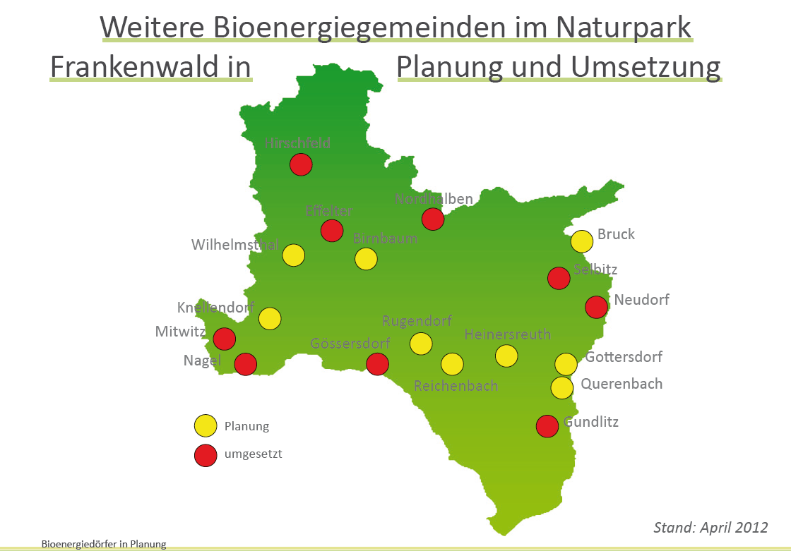 Bioenergiegemeinden im Frankenwald Effelter Hirschfeld Selbitz Nordhalben Mitwitz Nagel Neudorf Gössersdorf