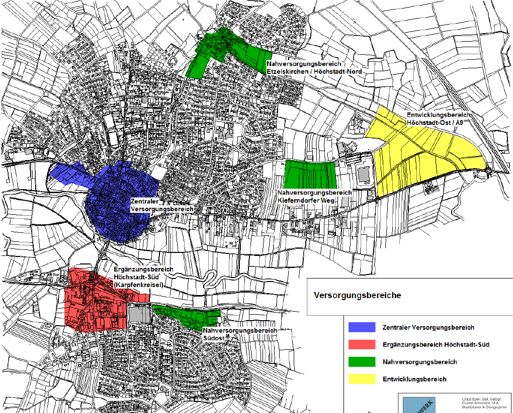 Karte 1: Versorgungsbereiche der Stadt Höchstadt an der Aisch Legende Zentraler Versorgungsbereich Ergänzungsbereich Höchstadt-Süd
