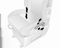 44 Sitze, Rückhaltesysteme Rückenlehnen Rückenlehne des gefederten Sitzes Sitzhöhe Griff ziehen, Neigung verstellen und Griff loslassen.