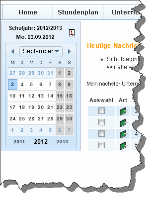 12 WebUntis - Kalender Ist die Anzeige einer Seite datumsabhängig (wie z.b. bei Stundenplänen oder Buchungslisten), so werden in der Regel die Daten der im Kalender selektierten Woche dargestellt. 2.