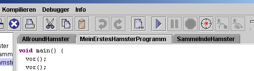 4 Bedienung des Hamster-Simulators 27 Abbildung 15: Karteireiter gelegte Datei wird automatisch in diese Datei gespeichert.