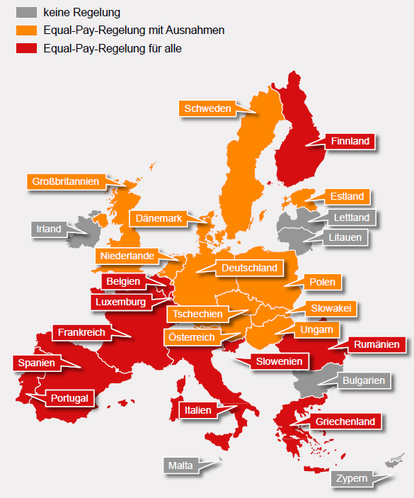 Zeitarbeitsvergütungssysteme in Europa In der EU gibt es für die Bezahlung