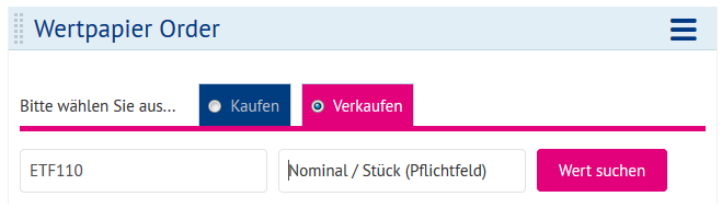 Aktien und ETFs verkaufen Haben Sie bereits ein Wertpapier im Depot und wollen es verkaufen, gehen Sie erneut über den Reiter Handeln zum Menüpunkt