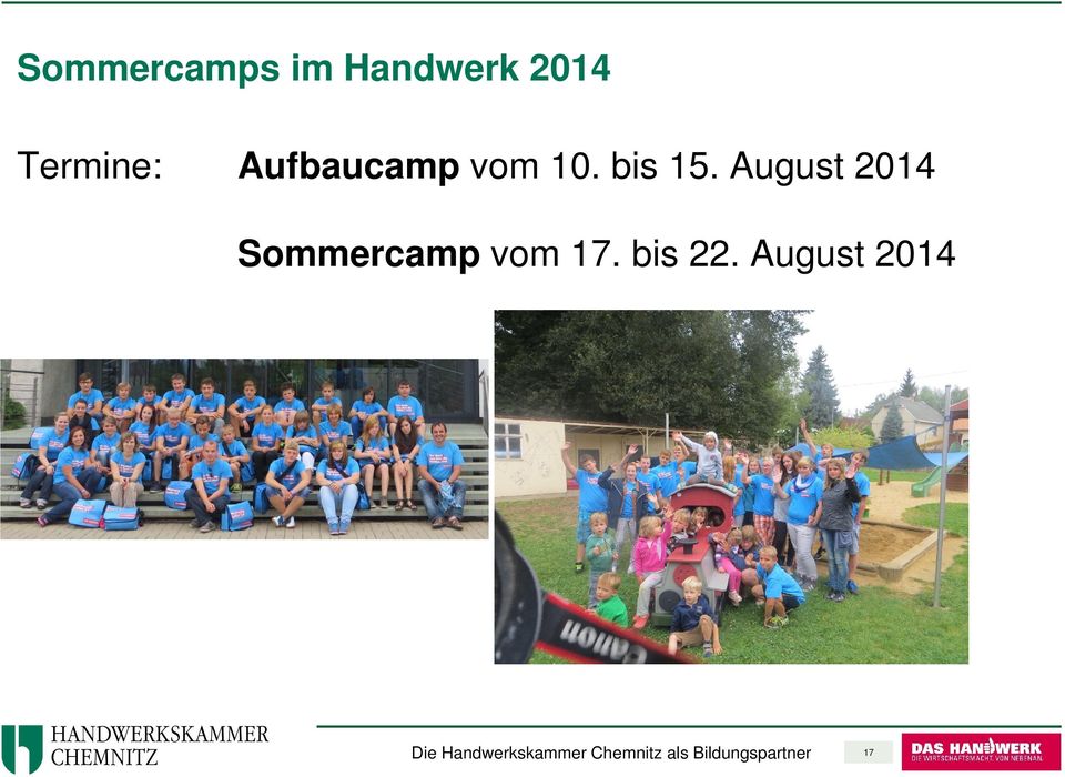 August 2014 Sommercamp vom 17. bis 22.