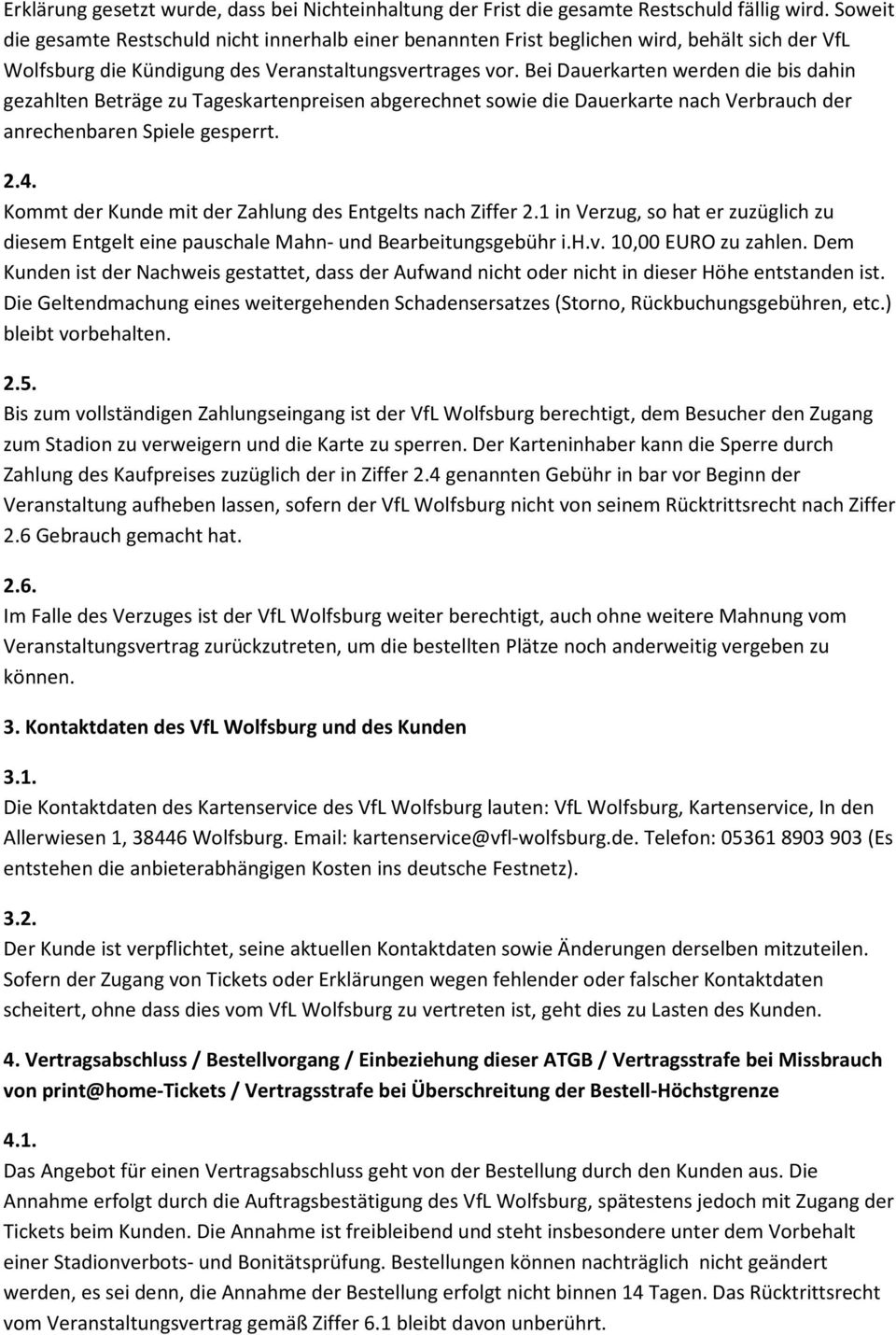 Allgemeine Ticket Geschäftsbedingungen Atgb Der Vfl Wolfsburg
