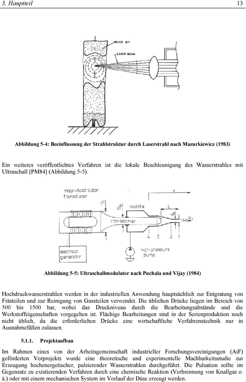 Abbildung 5-5: Ultaschallmodulato nach Puchala und Vijay (1984) Hochduckwassestahlen weden in de industiellen Anwendung hauptsächlich zu Entgatung von Fästeilen und zu Reinigung von Gussteilen