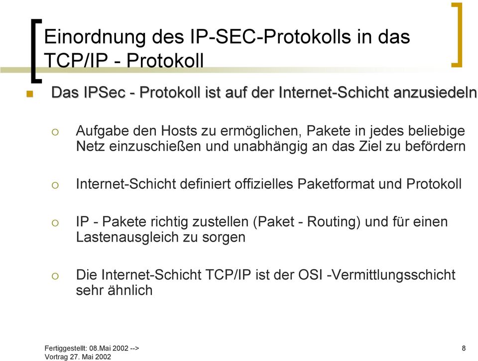 zu befördern Internet-Schicht definiert offizielles Paketformat und Protokoll IP - Pakete richtig zustellen (Paket -