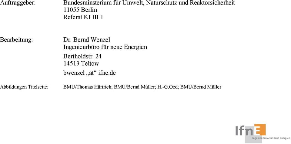 Bernd Wenzel Ingenieurbüro für neue Energien Bertholdstr.
