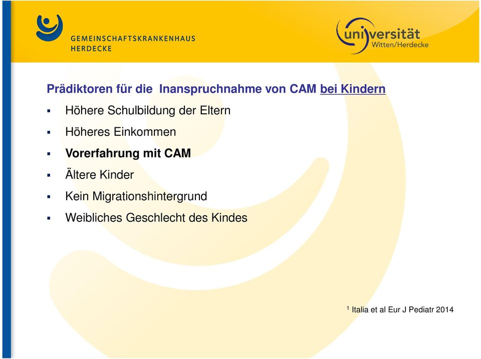 Vorerfahrung mit CAM Ältere Kinder Kein