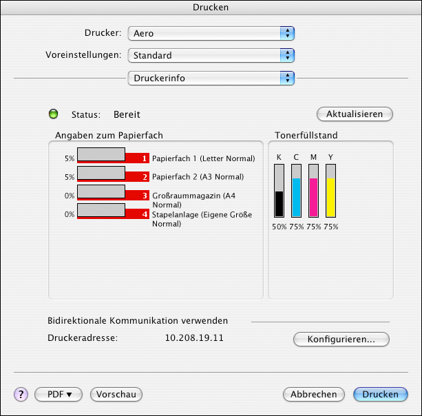 DRUCKEN UNTER MAC OS X 35 Im nachfolgenden Dialogfenster können Sie die IP-Adresse oder den DNS-Namen des Druckservers eingeben.