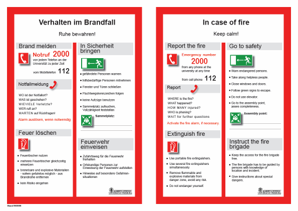 35 Organisatorischer Brandschutz: Brandschutzordnung Die Brandschutzordnung der Universität Freiburg enthält viele