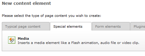 Abbildung 20 Das Content-Element HTML ist im neuen BOKUweb nicht mehr verfügbar. 7.3.