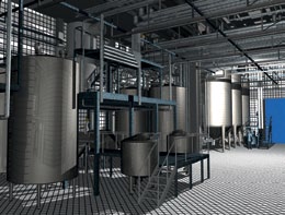 Anlagen Multieffekt-Destillationsanlage Wasser für Injektionszwecke unterliegt höchsten Anforderungen an keimfreie Reinheit.