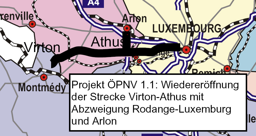 Der WSAGR begrüßt, dass die Wiedereröffnung der Strecke Virton-Athus mit Abzweigung Rodange-Luxemburg und Arlon im Dezember 2006 erfolgt ist.