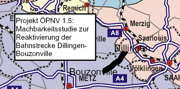 5: Machbarkeitsstudie Dillingen-Bouzonville Der WSAGR fordert eine Machbarkeitsstudie zur Reaktivierung der Bahnstrecke Dillingen- Bouzonville, die vor allem dem Pendler- und Einkaufsverkehr Rechnung
