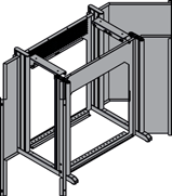 Grundrahmen Eckteile Grundrahmen in abgesetzter und durchgängiger Ausführung für Eckteile in den Versionen 45, 90, 90 Wand, 90 Trapez, 90 Trapez-Wand sowie in zirkular R3000 und R1500.