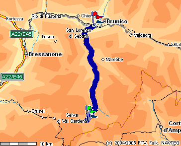 2 Nach 1,16 (in ca. 1 min) in Santa Cristina Valgardena rechts abbiegen auf SS242\Dursan Sts in Richtung Plan de Tieja. 3 Nach 3,22 (in ca.