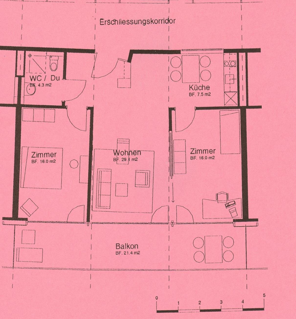 Rotonda - Wohnen im Alter - Jegenstorf Grundriss 3-Zimmerwohnung Bruttowohnfläche