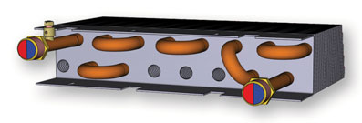 uft-wasser-systeme Grundlagen und Definitionen Misch-Quelllüftung Die Zuluft strömt mit mittlerer Geschwindigkeit von,0,5 m/s fassadennah in den Raum.